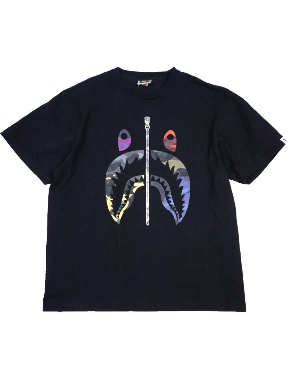 Bape A Bathing Ape Camo Shark T Shirt XL Mens Black Streetwear Authentic Tee